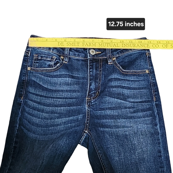 ASHLEY MASON Womens Juniors Size 5/27 Dark Wash Bootcut Embroidered Y2K Festival - Picture 12 of 13